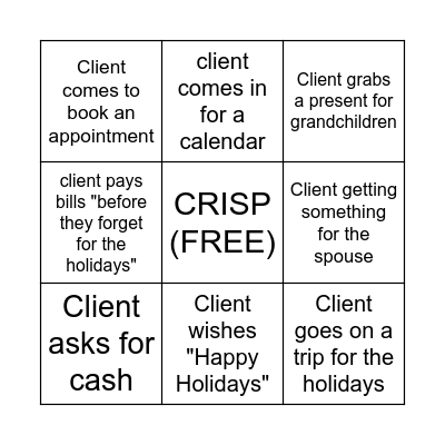 Christmas Bingo Card