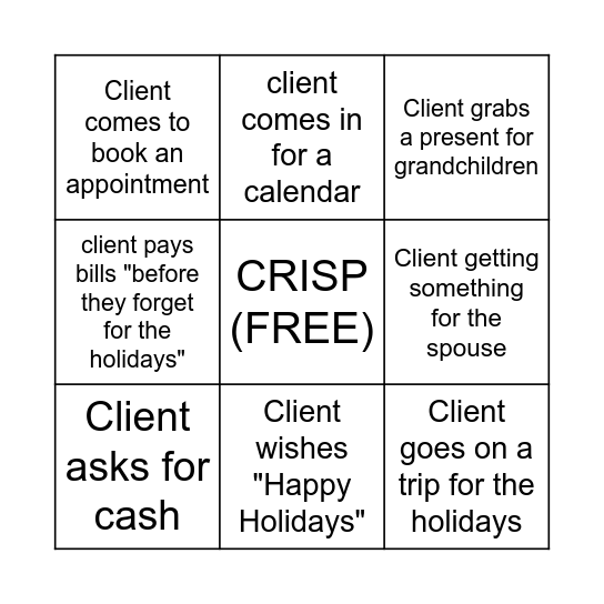 Christmas Bingo Card