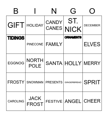 RETURNS CHRISTMAS Bingo Card