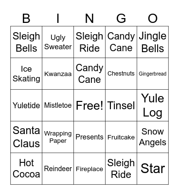 Family Christmas Bingo Card