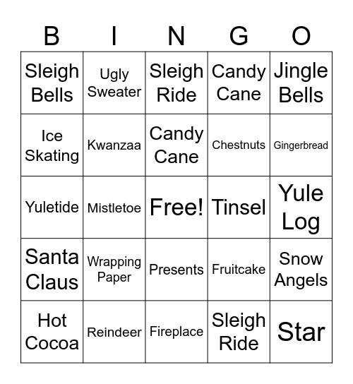 Family Christmas Bingo Card