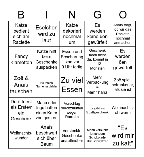 Merry X-mas Bingo Card