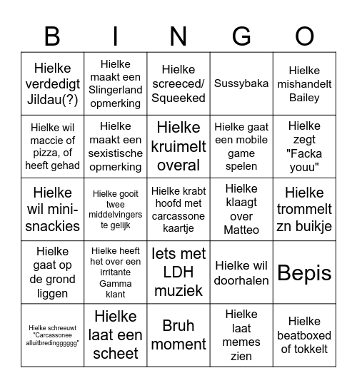 Hielkert Bingo Card