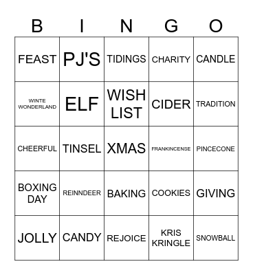 RETURNS CHRISTMAS Bingo Card