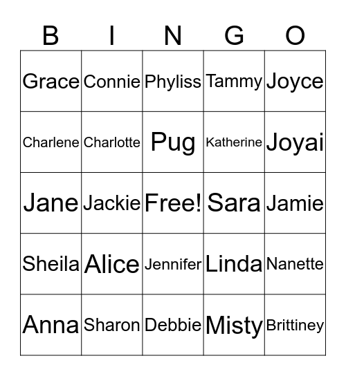 Home League Members Bingo Card