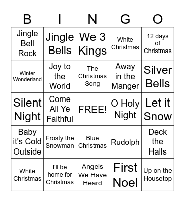 Christmas Carols Bingo Card