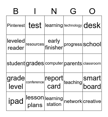 Teacher Bingo Card