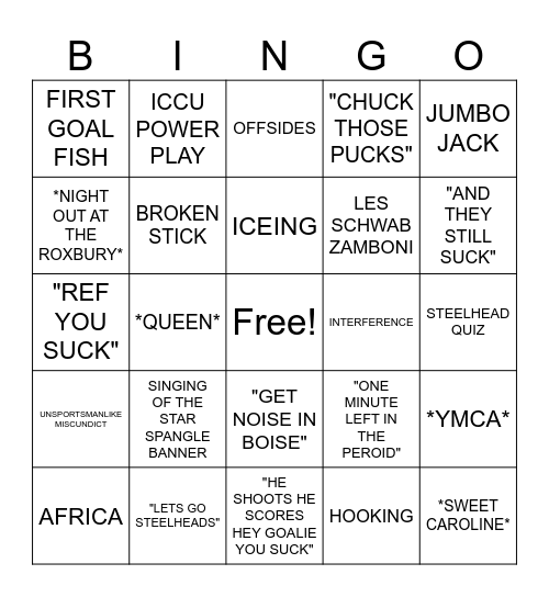 STEELHEADS BINGO Card