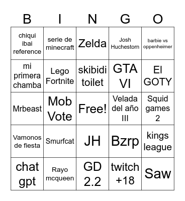 REWIND Bingo Card