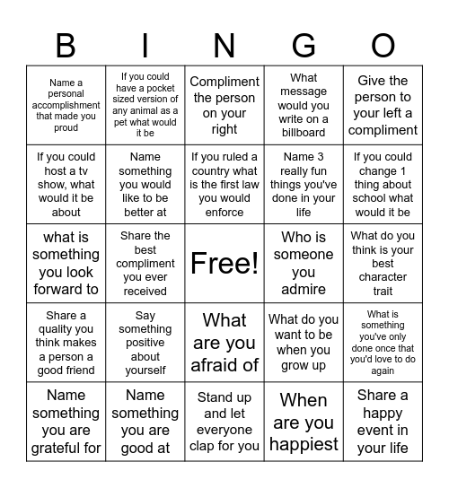 Ms. Allan's Chat Bingo Card