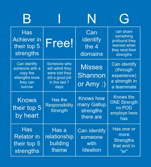 Gallup Bingo 6/27 Bingo Card