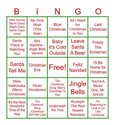 Merry Christmas! Bingo Card