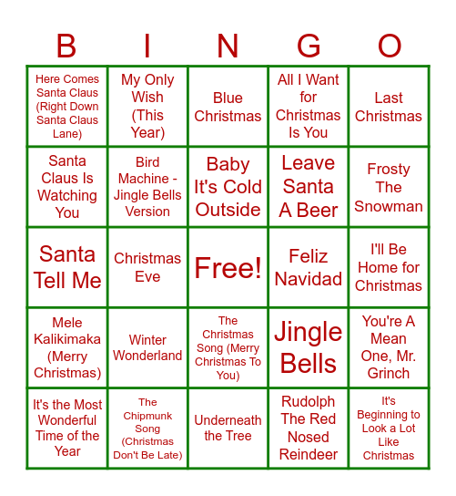 Merry Christmas! Bingo Card
