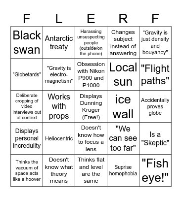 Flat Earth Bingo Card