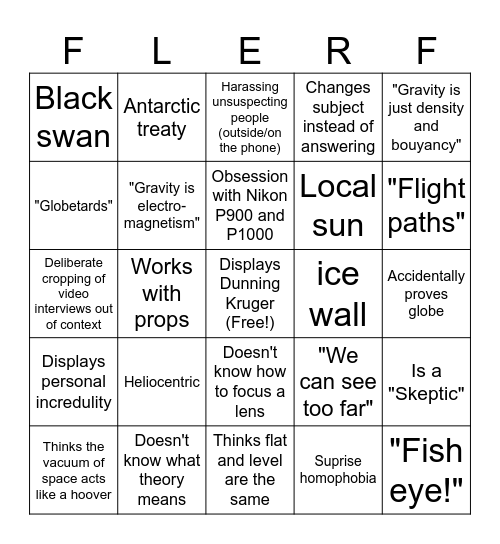Flat Earth Bingo Card