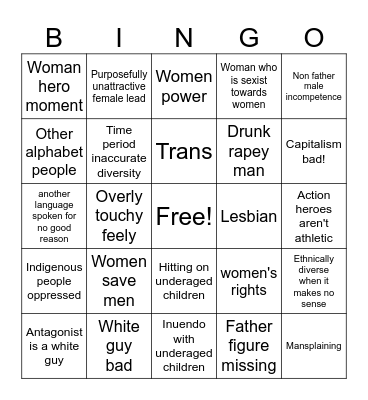 Woke TV Bingo Card