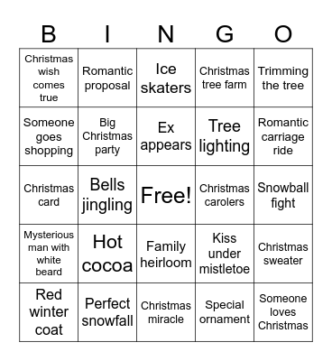 Hallmark Christmas Movie Bingo Card