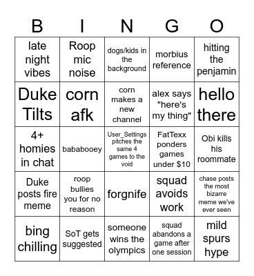 microwave bingo Card