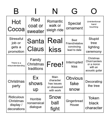 Hallmark Christmas Movie Bingo Card