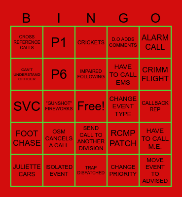 DISPATCH  CHRISTMAS BINGO Card