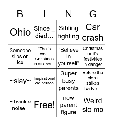 Crimis Movie Bingo Card