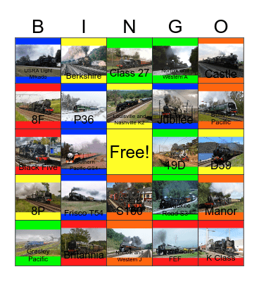 Steam Locomotive Spectacular Bingo Card