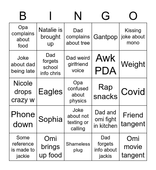 OGNIB Bingo Card