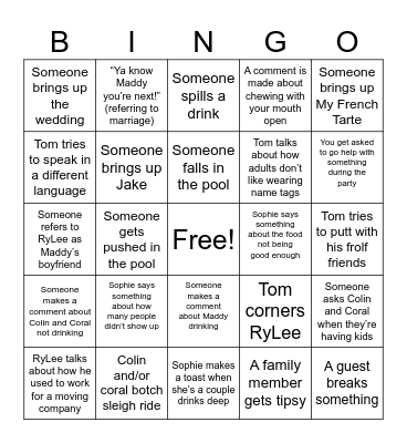 Christmas Party Bingo Card