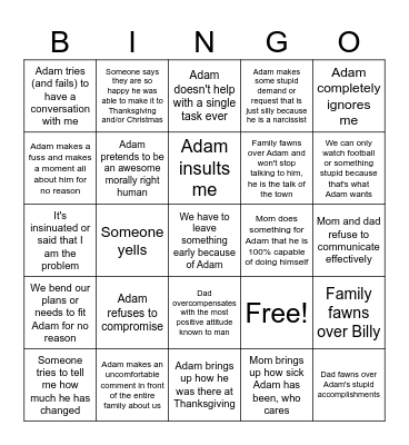 Holiday Bingo Card