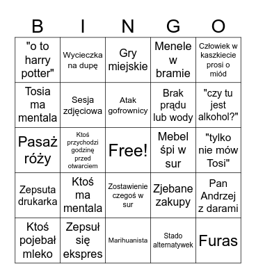 Surowe BINGO Card