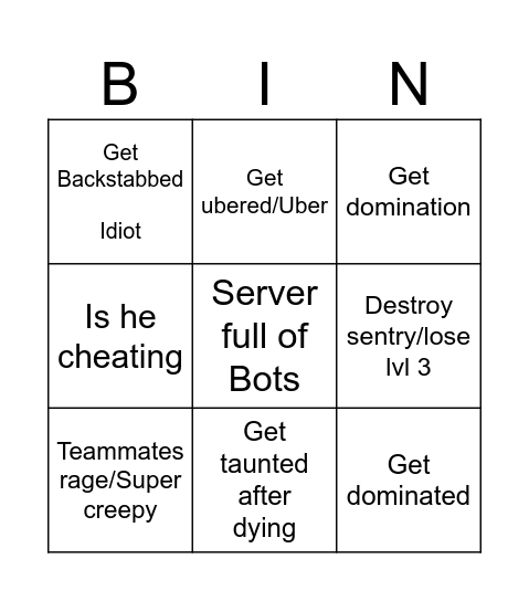 TF2 BINGO Card