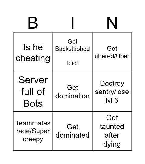 TF2 BINGO Card