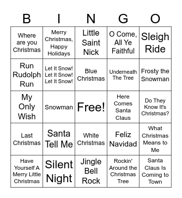 Christmas Jukebox BINGO!! Bingo Card