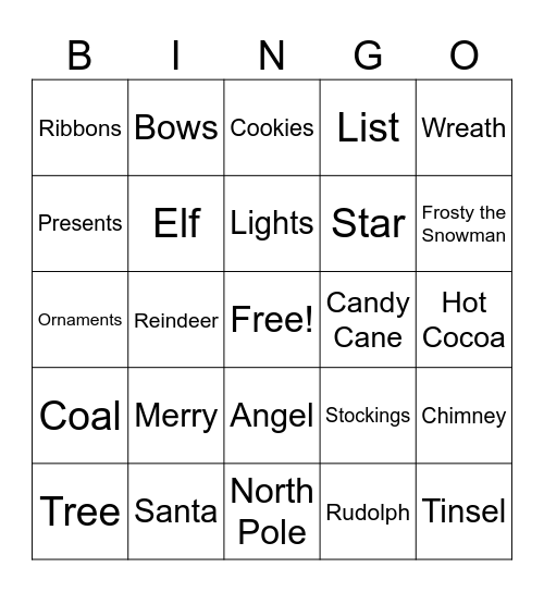 Christmas BINGO 1 Bingo Card