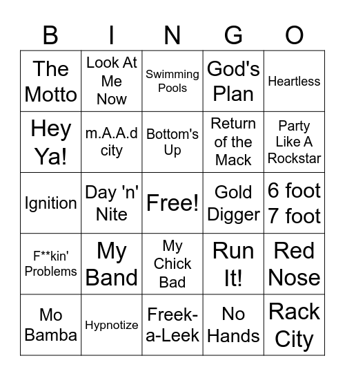 Party Jukebox Bingo Card