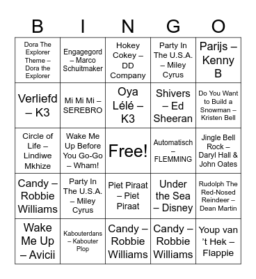 Kerstbingo Aquarius Bingo Card