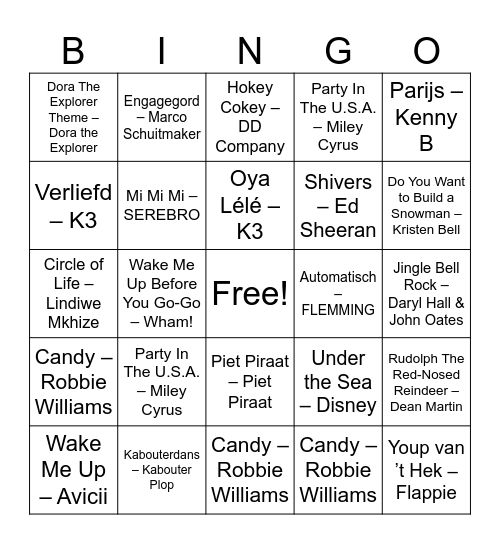 Kerstbingo Aquarius Bingo Card