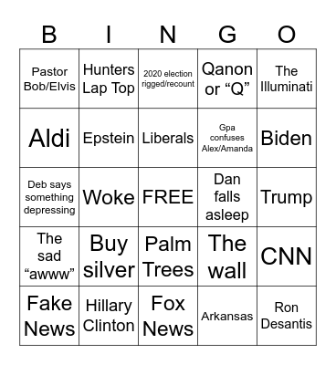 Bartels Family Xmas Bingo Card