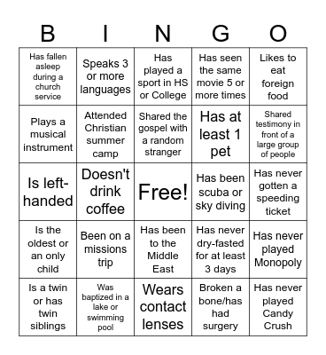 Ice Breaker Bingo Card