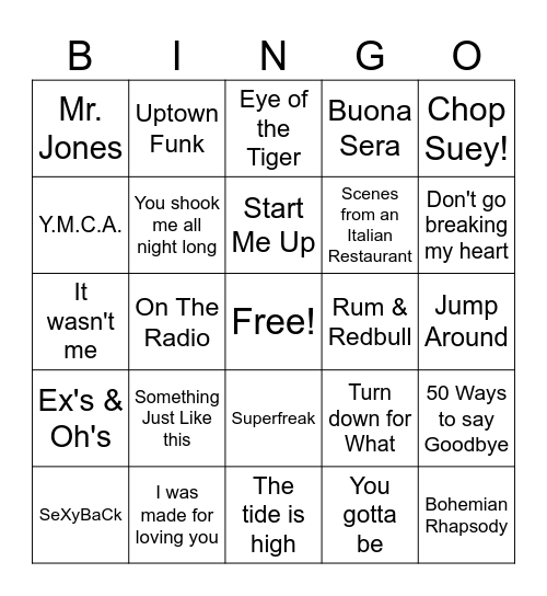 Random Party Bingo Card