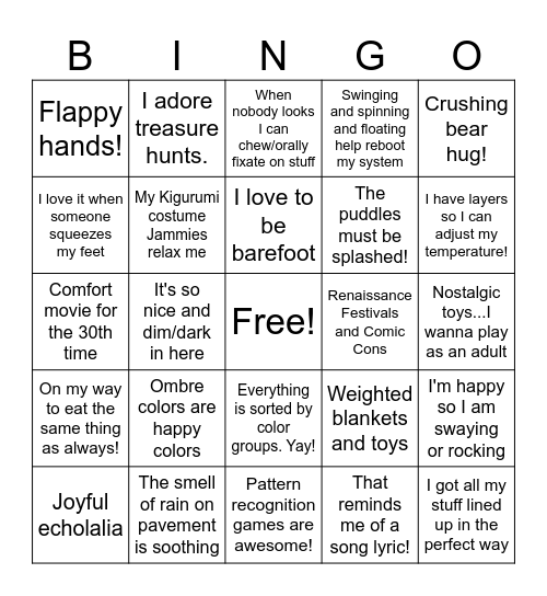 ND Glimmers Bingo Card