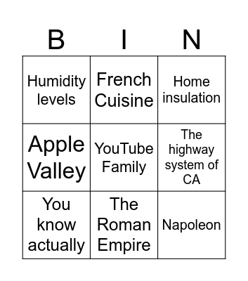 Untitled Bingo Card