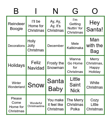 ALL I WANT 4 XMAS Bingo Card