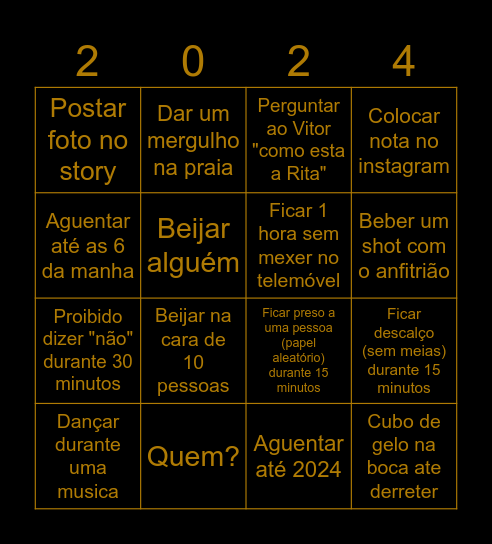 Ano Novo Bingo Card