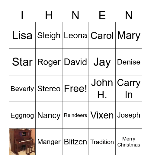 Ihnen Christmas Bingo Card