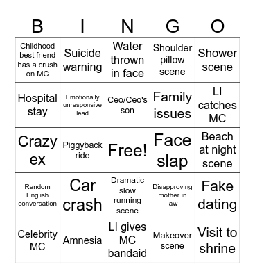K-Drama Bingo Card