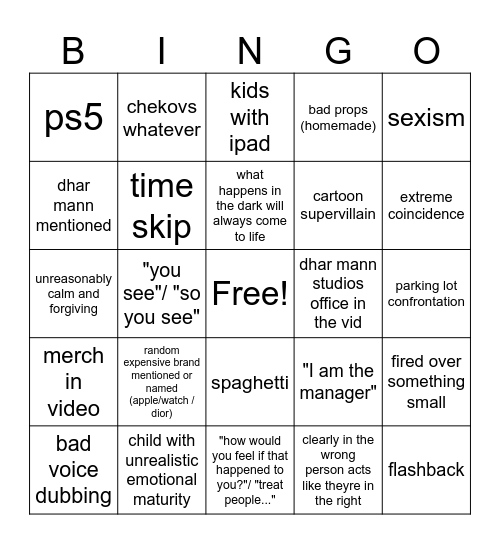 Dhar Mann Bingo V3 Bingo Card