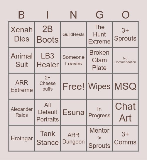 Mentor Bingo Card