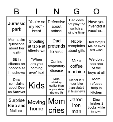 Christmas 2023 Bingo Card