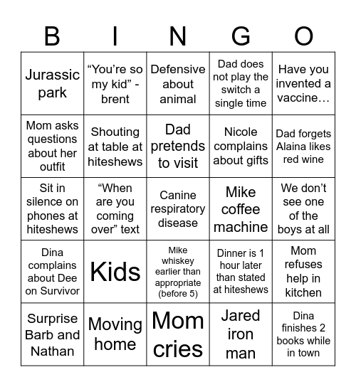 Christmas 2023 Bingo Card